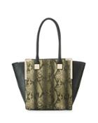 Wing-side Faux-leather Tote Bag