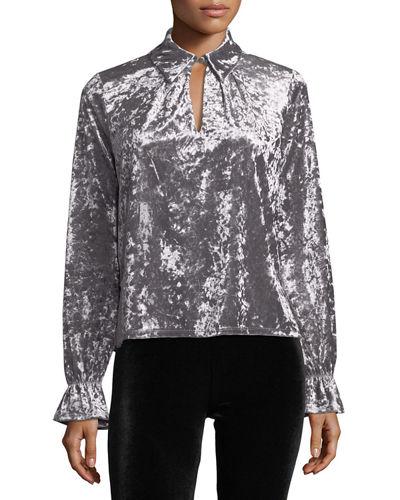 Crushed Velvet Keyhole Blouse
