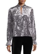 Crushed Velvet Keyhole Blouse