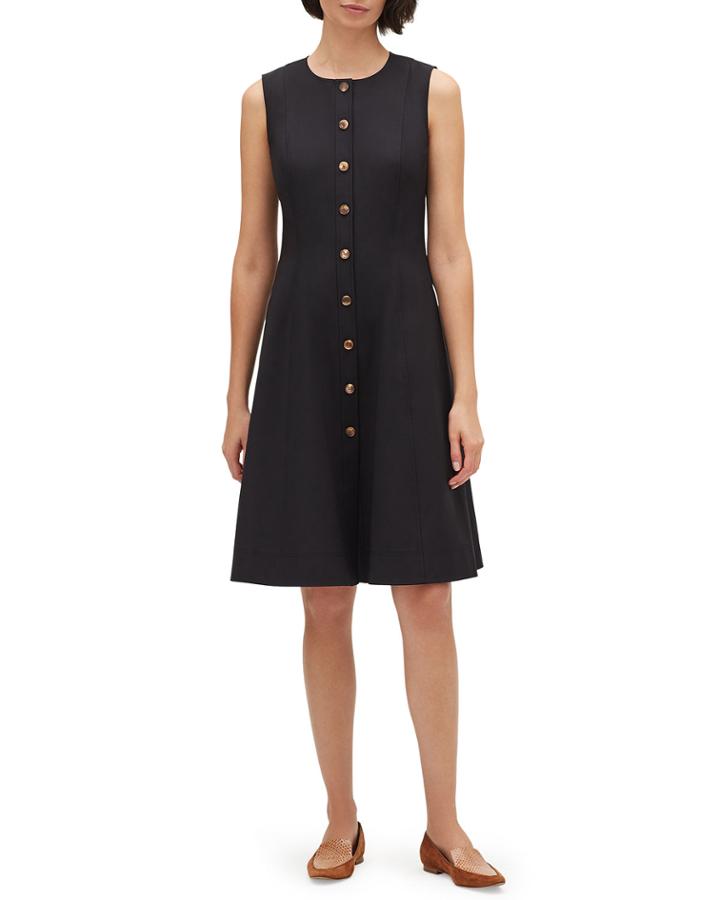 Fahey Sleeveless Button-front Fundamental Bi-stretch Dress