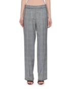 Wool Straight-leg Plaid Trousers