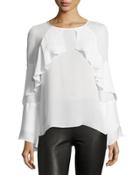 Ruffled-trim Long-sleeve Top