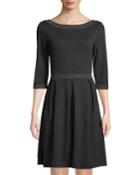 Pin Dot Pleated Fit-and-flare Dress