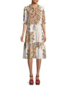 Arabella Psychedelic Geometric Tiered Dress