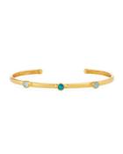 Amulet Hue 24k Slim Oval Cuff W/ Aquamarines & Opal