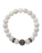 White Moonstone & Diamond Stretch Bracelet