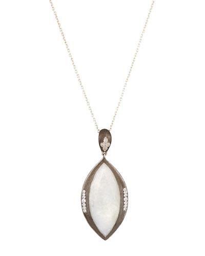 Encore Silver Large Moonstone & Topaz Marquise Pendant Necklace