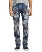 Barracuda Bleached & Distressed Denim Jeans, Dark Indigo