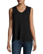Slub-knit Cotton Tank Top, Black
