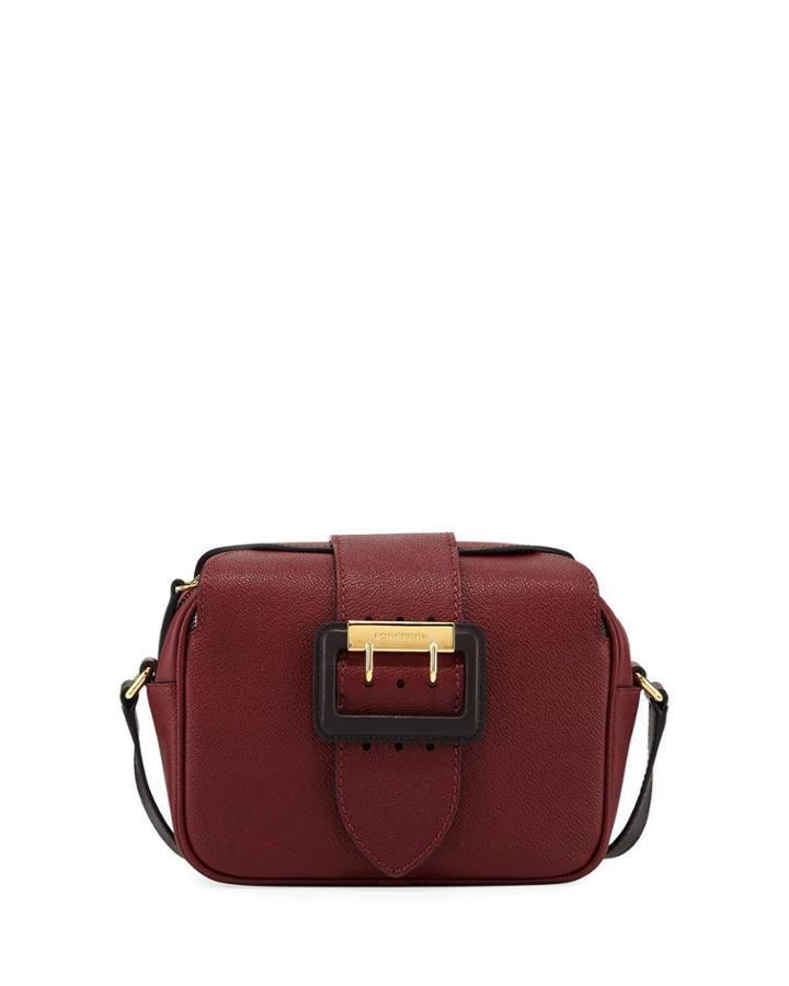 Small Soft Grain Leather Buckle Crossbody Bag, Antique Red