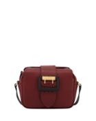 Small Soft Grain Leather Buckle Crossbody Bag, Antique Red