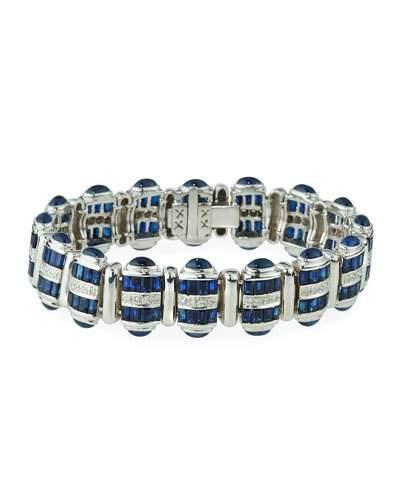 18k White Gold Sapphire & Diamond Station Bracelet,