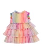 Rainbow Tulle Ruffle Dress, Size