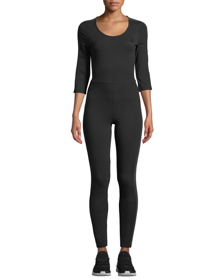 T7 Velour Striped Jumpsuit