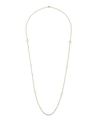 Long Champagne Citrine Beaded Station Necklace