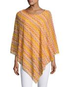 Asymmetric-hem Chevron Poncho Top,