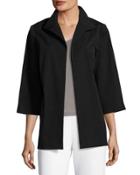 3/4-sleeve Open-front Jacket, Black
