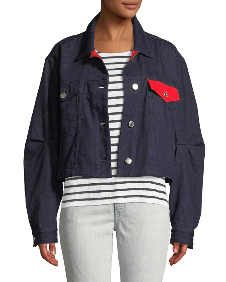 Collin Cropped Colorblock Denim Jacket