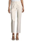 Side-tab Pinstripe Slim Pants, Khaki