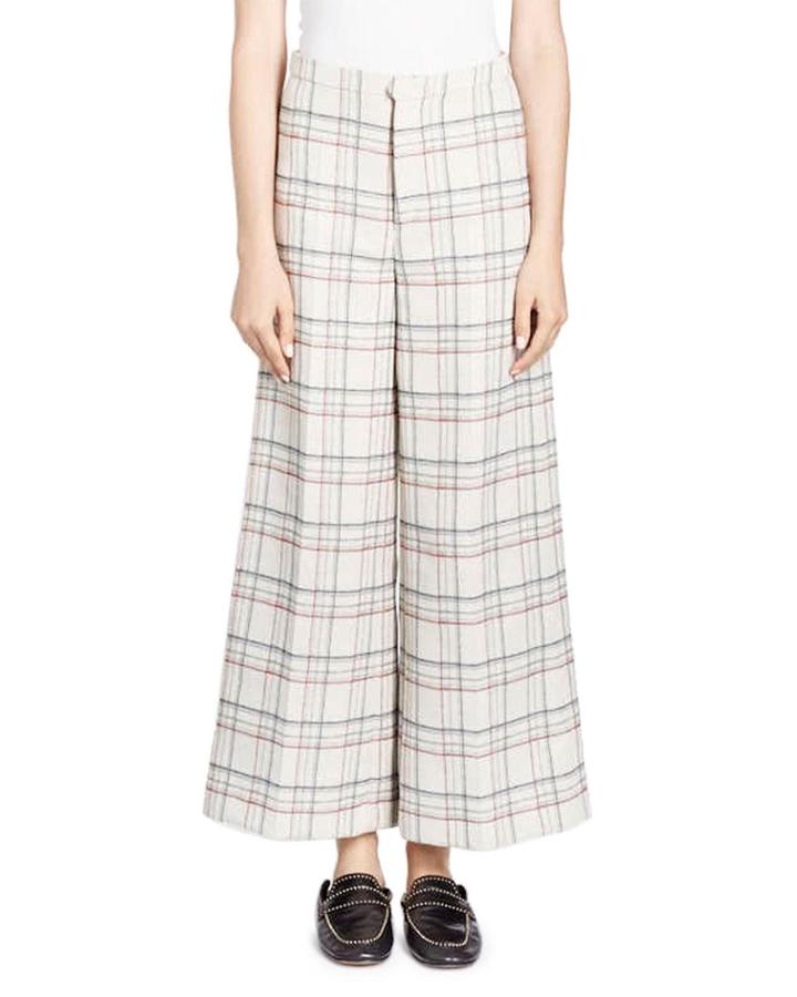 Trevi Prince Of Wales Check Wide-leg Cropped Pants