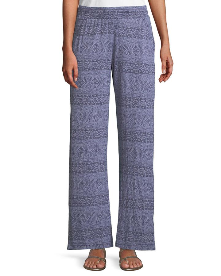 Ikat Print Stretch-knit Pants