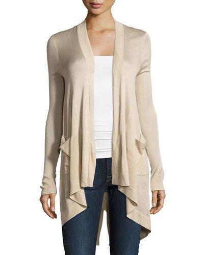 Split-back Open Cascade Cardigan, Khaki