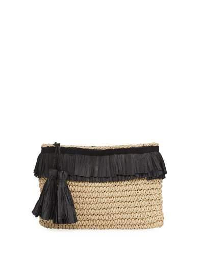 Crochet Paper Clutch With Fringe, Neutral Pattern