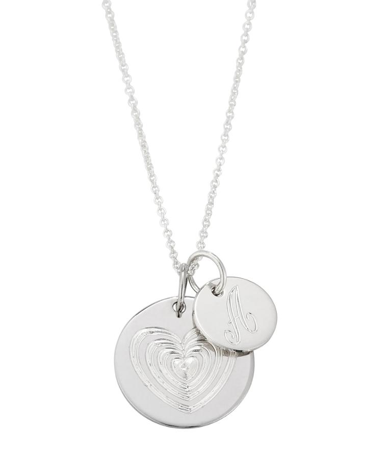Sterling Silver Script Initial & Multi-heart Charm Necklace