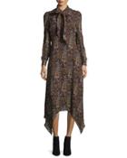 Paisley-print Tie-neck Handkerchief Dress,
