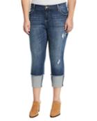 Cameron Straight-leg Roll-cuff Cropped Jeans,