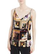 V-neck Hand-sewn Patchwork Sequin Camisole Top