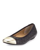 Saucy Quilted Leather Flat, Black