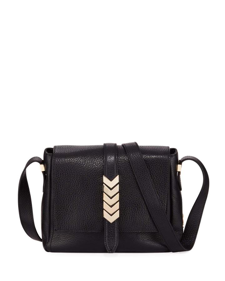 Pebbled Leather Shoulder Bag, Black