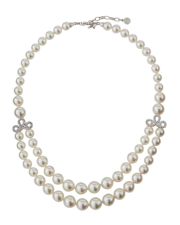 Social 2-row Pearl Bib Necklace