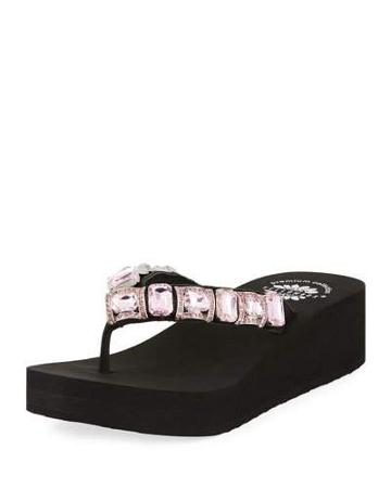 Luciana Embellished Platform Wedge Sandal, Fuchsia