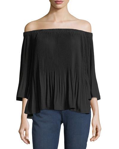Off-the-shoulder Pleated Top