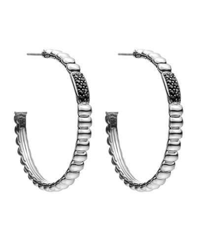 Bedeg Rippled Black Sapphire Hoop Earrings,