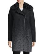 Julienne Ombre Coat W/fur Collar, Onyx Ombre
