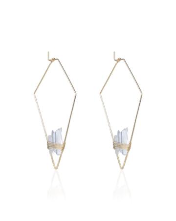 Angular Wire Earrings With Quartz