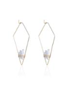 Angular Wire Earrings With Quartz