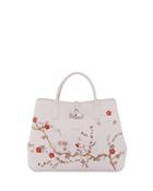 Roseau Floral Small Leather Tote Bag, Pink