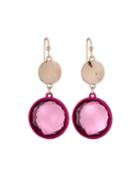 Coin & Cubic Zirconia Drop Earrings, Pink