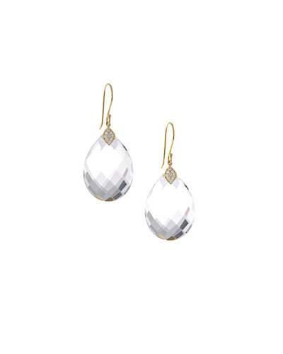 Large Eliza White Quartz Drop Earrings With Diamonds
