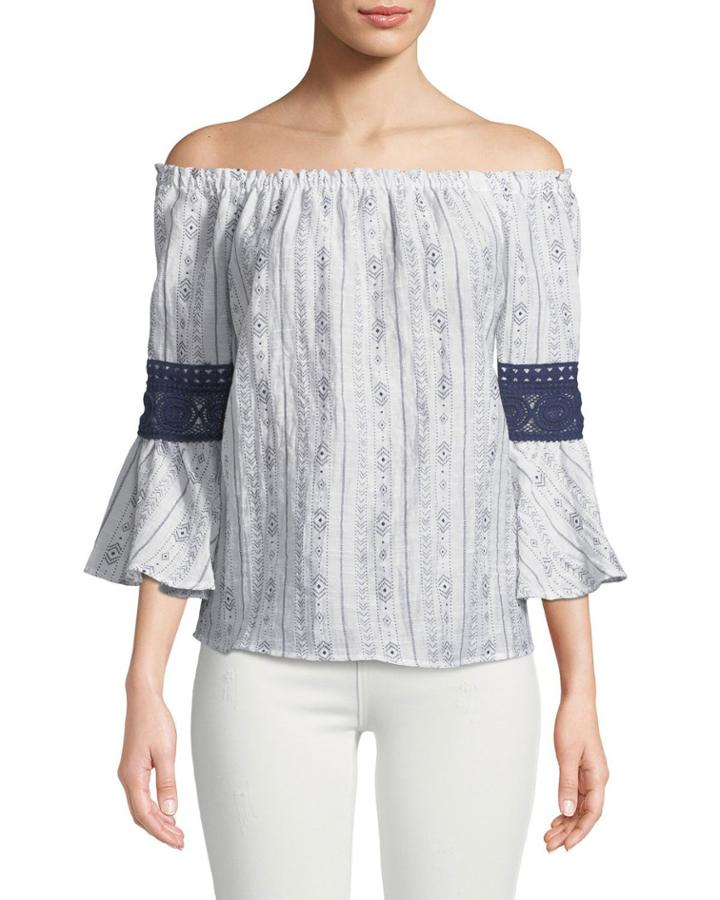 Off-the-shoulder Ikat Blouse