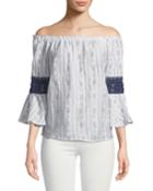 Off-the-shoulder Ikat Blouse