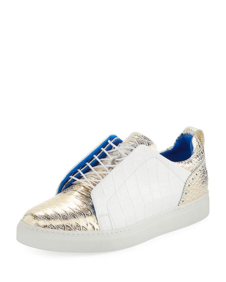 Men's Metallic Alligator Print Low-top