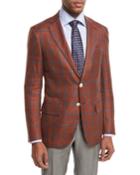 Sanita Plaid Two-button Sport Coat, Rust/blue