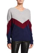 Cashmere Colorblock Chevron V-neck