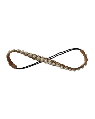 Beaded Pearly Swirl Headband, Gold
