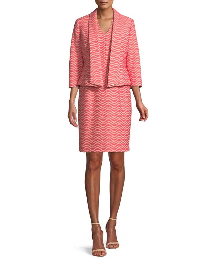 Two-piece Wavy Jacquard Jacket & Dress
